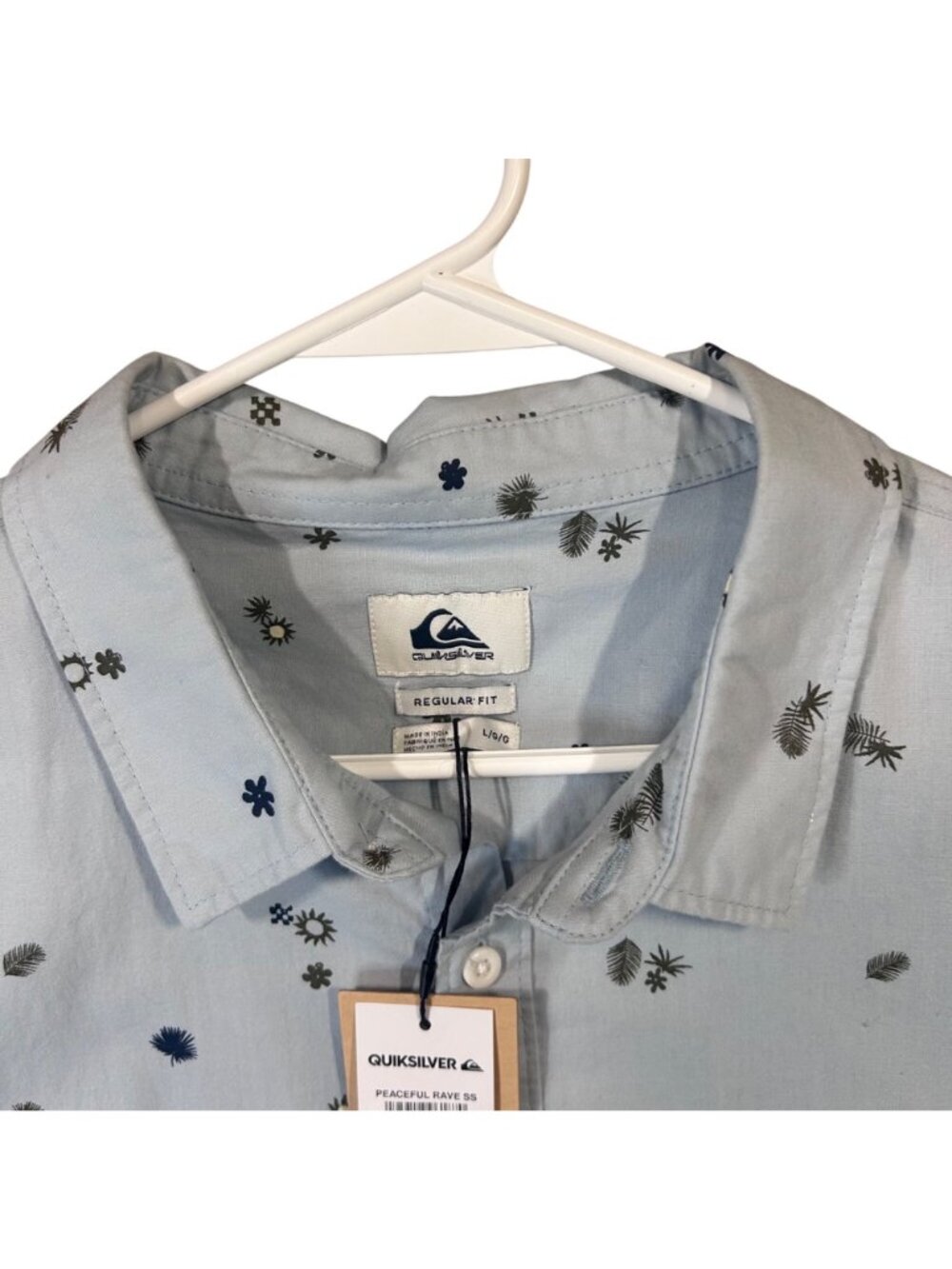 Quiksilver Peaceful Rave Short Sleeve (Celestial Blue) Mens L Short Sleeve NWT - Picture 4 of 13